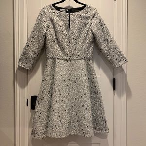 Oscar de la Renta Split-Neck A-Line Dress